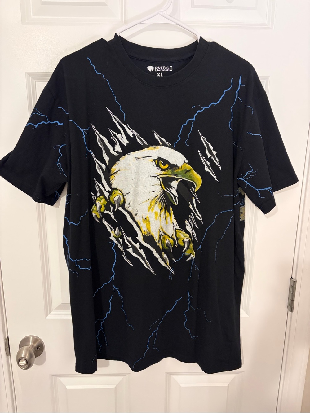 Black Eagle and Lightning Vintage Graphic Tee - Black/Yellow XL